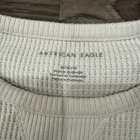 American Eagle Outfitters Beige Waffle Knit Top - Picture 2 of 3